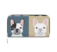 GaxfjRu Cartera larga de piel con estampado de bulldog francés para hombre, con aspecto vintage, tarjetero para tarjetas de crédito