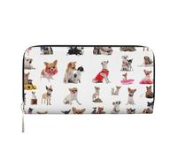 GaxfjRu Cartera larga de piel con estampado de carlino chihuahua para hombre, aspecto vintage, tarjetero para tarjetas de crédito