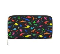 GaxfjRu Cartera larga de piel con estampado de dinosa para hombre, con aspecto vintage, tarjetero para tarjetas de crédito