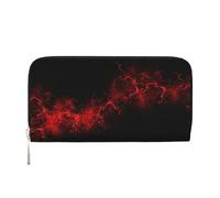 GaxfjRu Cartera larga de piel con estampado de explosión en rojo y negro para hombre, con aspecto vintage, tarjetero para tarjetas de crédito