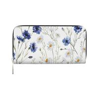 GaxfjRu Cartera larga de piel con estampado de flores y acianos con estampado de margaritas para hombre, con tarjetero