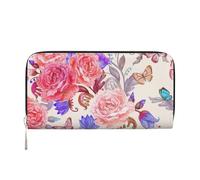GaxfjRu Cartera larga de piel con estampado de flores y mariposas para hombre, estilo vintage, tarjetero para tarjetas de crédito
