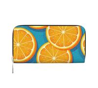 GaxfjRu Cartera larga de piel con estampado de frutas naranjas frescas para hombre, con aspecto vintage, tarjetero para tarjetas de crédito