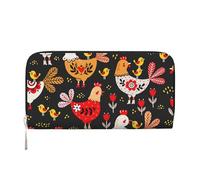 GaxfjRu Cartera larga de piel con estampado de gallo para hombre, diseño de gallinas, tarjetero de crédito