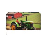 GaxfjRu Cartera larga de piel con estampado de granja de tractor para hombre, con aspecto vintage, tarjetero para tarjetas de crédito