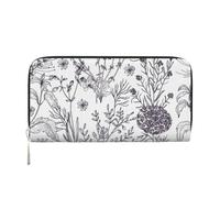 GaxfjRu Cartera larga de piel con estampado de hierbas y plantas herbáceas para hombre, aspecto vintage, tarjetero para tarjetas de crédito