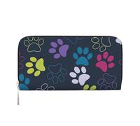 GaxfjRu Cartera larga de piel con estampado de huellas de perro para hombre, estilo vintage, tarjetero para tarjetas de crédito