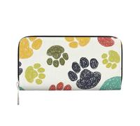 GaxfjRu Cartera larga de piel con estampado de huellas de perro para hombre, estilo vintage, tarjetero para tarjetas de crédito