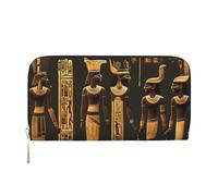 GaxfjRu Cartera larga de piel con estampado de jeroglífico egipcio antiguo, para hombre, con aspecto vintage, tarjetero para tarjetas de crédito