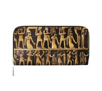 GaxfjRu Cartera larga de piel con estampado de jeroglíficos egipcios para hombre, estilo vintage, tarjetero para tarjetas de crédito