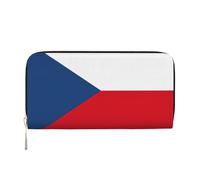 GaxfjRu Cartera larga de piel con estampado de la bandera de la República Checa, para hombre, estilo vintage, tarjetero para tarjetas de crédito