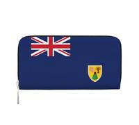GaxfjRu Cartera larga de piel con estampado de la bandera de las Islas Turcas y Caicos, para hombre, estilo vintage, con tarjetero