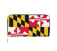 GaxfjRu Cartera larga de piel con estampado de la bandera de Maryland para hombre, diseño de chequera, tarjetero de crédito