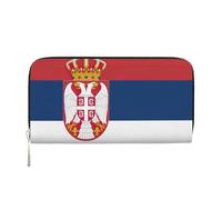 GaxfjRu Cartera larga de piel con estampado de la bandera de Serbia para hombre, estilo vintage, tarjetero para tarjetas de crédito