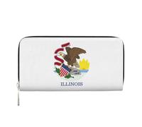 GaxfjRu Cartera larga de piel con estampado de la bandera del estado de Illinois para hombre, estilo vintage, tarjetero para tarjetas de crédito