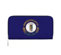 GaxfjRu Cartera larga de piel con estampado de la bandera del estado de Kentucky para hombre, estilo vintage, tarjetero para tarjetas de crédito
