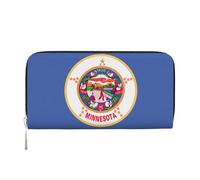 GaxfjRu Cartera larga de piel con estampado de la bandera del estado de Minnesota para hombre, con aspecto vintage, tarjetero para tarjetas de crédito