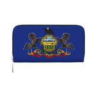 GaxfjRu Cartera larga de piel con estampado de la bandera del estado de Pensilvania para hombre, estilo vintage, tarjetero para tarjetas de crédito