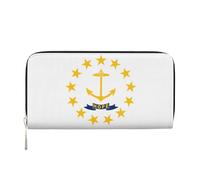 GaxfjRu Cartera larga de piel con estampado de la bandera del estado de Rhode Island, con aspecto vintage, tarjetero para tarjetas de crédito