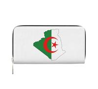 GaxfjRu Cartera larga de piel con estampado de mapa de la bandera de Argelia para hombre, con aspecto vintage, tarjetero para tarjetas de crédito