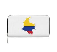 GaxfjRu Cartera larga de piel con estampado de mapa de la bandera de Colombia para hombre, estilo vintage, tarjetero para tarjetas de crédito