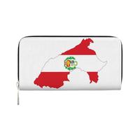 GaxfjRu Cartera larga de piel con estampado de mapa de la bandera de Perú, para hombre, con diseño de mapa de la bandera de Perú, tarjetero de crédito
