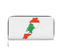 GaxfjRu Cartera larga de piel con estampado de mapa de la bandera del Líbano, para hombre, estilo vintage, tarjetero para tarjetas de crédito