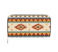 GaxfjRu Cartera larga de piel con estampado de nativos americanos para hombre, estilo vintage, tarjetero para tarjetas de crédito