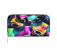 GaxfjRu Cartera larga de piel con estampado de patines de ruedas para hombre, aspecto vintage, tarjetero para tarjetas de crédito