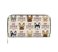 GaxfjRu Cartera larga de piel con estampado de perro francés para hombre, estilo vintage, tarjetero para tarjetas de crédito