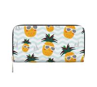 GaxfjRu Cartera larga de piel con estampado de piña para hombre, con aspecto vintage, tarjetero para tarjetas de crédito