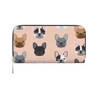 GaxfjRu Cartera larga de piel con estampado francés para hombre, diseño vintage, tarjetero para tarjetas de crédito