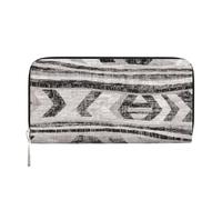 GaxfjRu Cartera larga de piel con estampado tribal gris para hombre, aspecto vintage, tarjetero para tarjetas de crédito