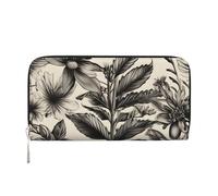 GaxfjRu Cartera pequeña de cuero con estampado botánico de hierbas florales para mujer, tarjetero de crédito para mujer, monedero de bolsillo para mujer