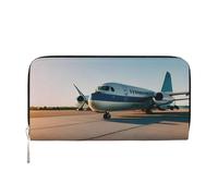 GaxfjRu Cartera pequeña de cuero con estampado de avión para mujer, tarjetero de crédito para mujer, monedero de bolsillo para mujer