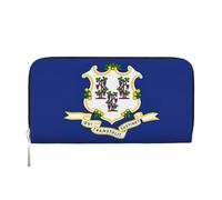 GaxfjRu Cartera pequeña de cuero con estampado de bandera del estado de Connecticut para mujer, tarjetero de crédito para mujer, monedero de bolsillo para mujer