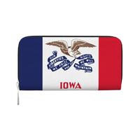 GaxfjRu Cartera pequeña de cuero con estampado de bandera del estado de Iowa para mujer, tarjetero de crédito, monedero de bolsillo para mujer
