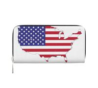 GaxfjRu Cartera pequeña de cuero con estampado de mapa de bandera de Estados Unidos para mujer, tarjetero de crédito para mujer, monedero de bolsillo para mujer