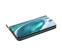 GaxfjRu Cartera pequeña de cuero con estampado de ondas de cielo transparente para mujer, tarjetero de crédito para mujer, monedero de bolsillo para mujer