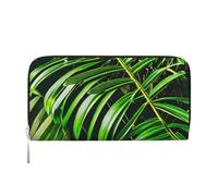 GaxfjRu Cartera pequeña de piel con estampado de hojas verdes para mujer, tarjetero de crédito, monedero de bolsillo para mujer