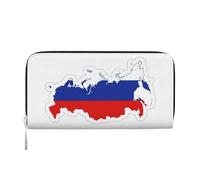 GaxfjRu Cartera pequeña de piel con estampado de mapa de bandera rusa para mujer, tarjetero de crédito, monedero de bolsillo para mujer