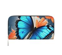 GaxfjRu Cartera pequeña de piel con estampado de mariposa azul para mujer, tarjetero de crédito para mujer, monedero de bolsillo para mujer