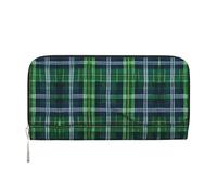 GaxfjRu Cartera pequeña de piel con estampado de tartán escocés azul para mujer, tarjetero de crédito, monedero de bolsillo para mujer