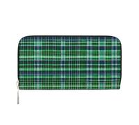 GaxfjRu Cartera pequeña de piel con estampado de tartán escocés azul y verde para mujer, tarjetero de crédito, monedero de bolsillo para mujer