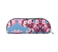 GaxfjRu Cherry Blossoms - Estuche portátil de cuero semicircular: elegante organizador para oficina, viajes, maquillaje, estuche ideal para lápices y bolsa de maquillaje
