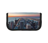 GaxfjRu Chicago Illinois USA 1 bonito estuche de lona de lunares para almacenamiento organizado para picnics y uso diario, bolsa de maquillaje, soporte para lápices