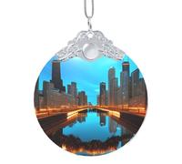 GaxfjRu Chicago Reflected Christmas Home Decor Ornaments, colgante colgante de árbol de Navidad para alegría navideña