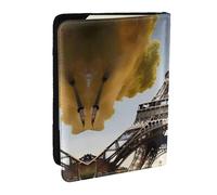 GaxfjRu Cityscape - Funda para pasaporte con diseño de la Torre Eiffel de París, para viajes, organizador de viaje, funda para tarjetas de crédito, Black, Talla única