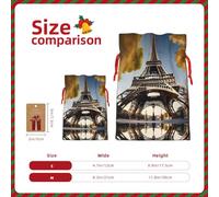 GaxfjRu Cityscape Paris - Bolsa de arpillera con estampado de la Torre Eiffel de Francia, regalos de fiesta de Navidad, bolsa de regalo para regalos, varios tamaños (S, M)