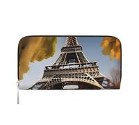 GaxfjRu Cityscape Paris - Cartera larga de piel con estampado de la Torre Eiffel de Francia para hombre, con aspecto vintage, tarjetero